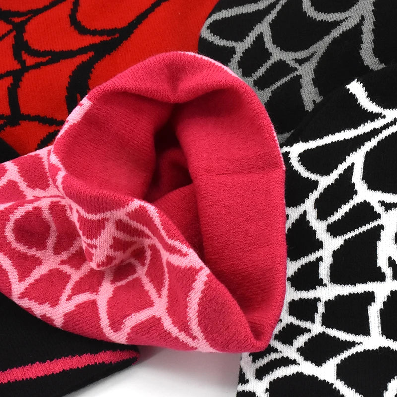 Y2K Spider Pattern Wool Knitted Hat Beanie